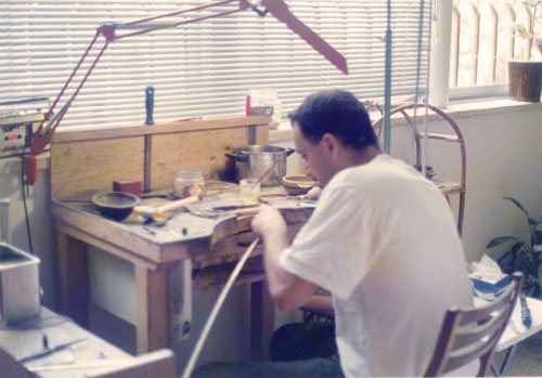 Eytan working on the bench from home